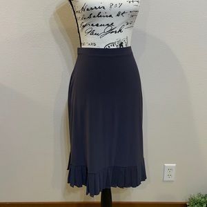 Pleated Hem Gray Midi Skirt Dress Business Suit Office Outfit sz Small